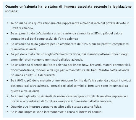 Impresa associata secondo la legislazione indiana