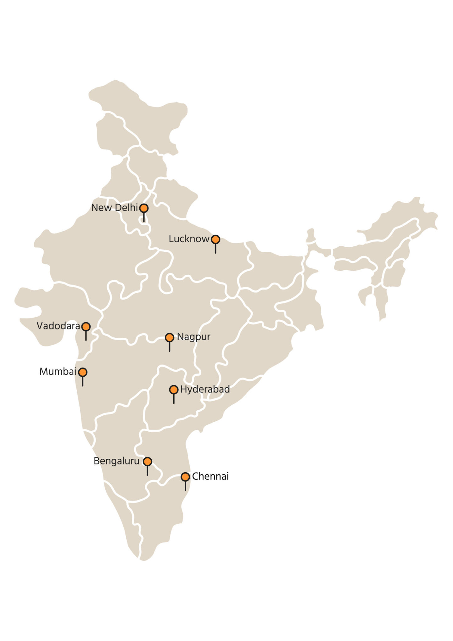 mappa dell'India settore aeronautico