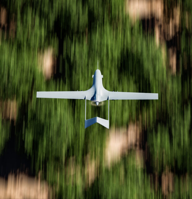 drone militare nel suo raggio d'azione per il settore della difesa in india